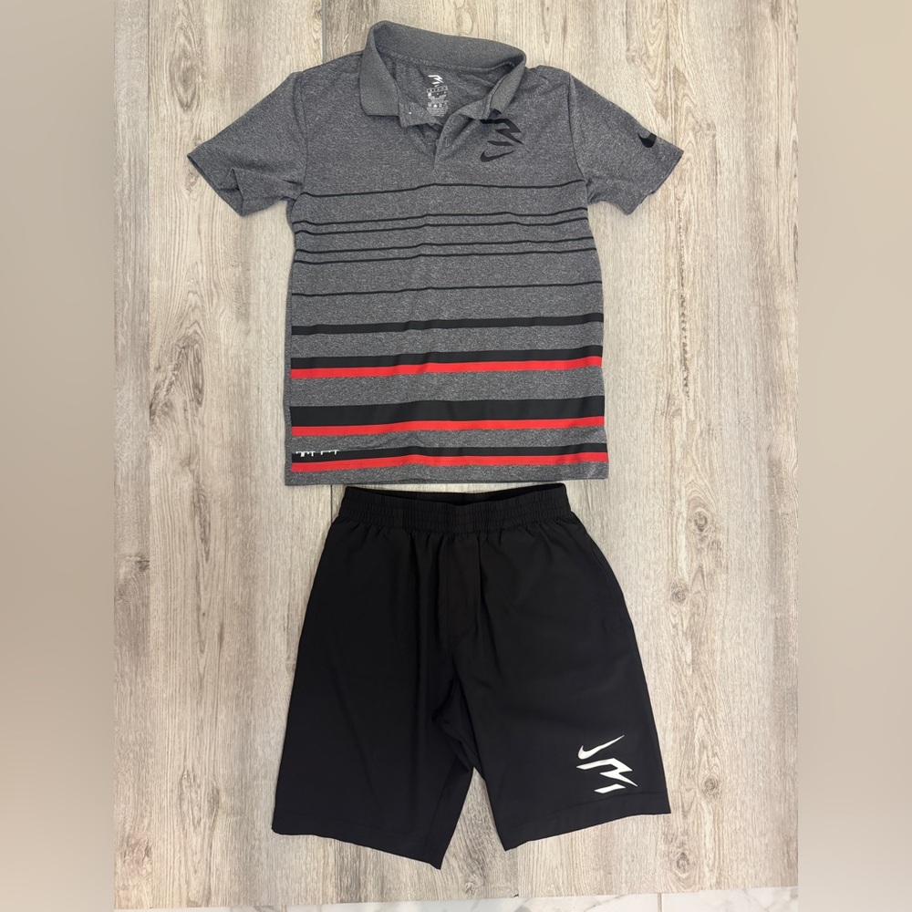 Gray and Black Nike Polo Athletic Set